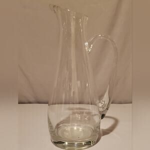 Carafe Pitcher Etched 3 lbs 8 oz 13 1/2" Hand Blown No Seams